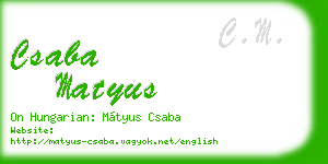 csaba matyus business card